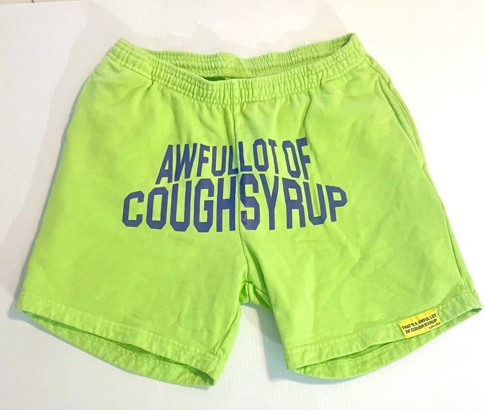 Awful Lot of Cough Syrup Shorts Green Purple Casual Sweatshirt Cotton Size SM